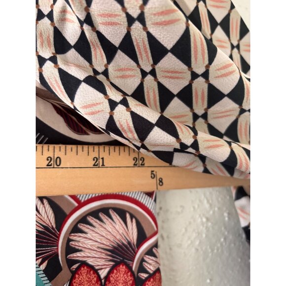 Fate Womens Boho Mix Media Balloon Sleeve Silky Blouse Size L - Picture 8 of 13